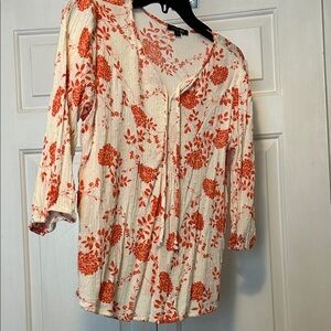 Papermoon Cream and Orange Floral Blouse